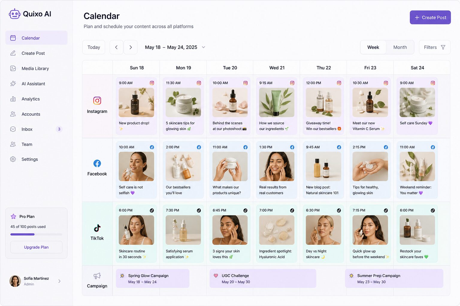 Look trusted — Quixo AI social and brand studio